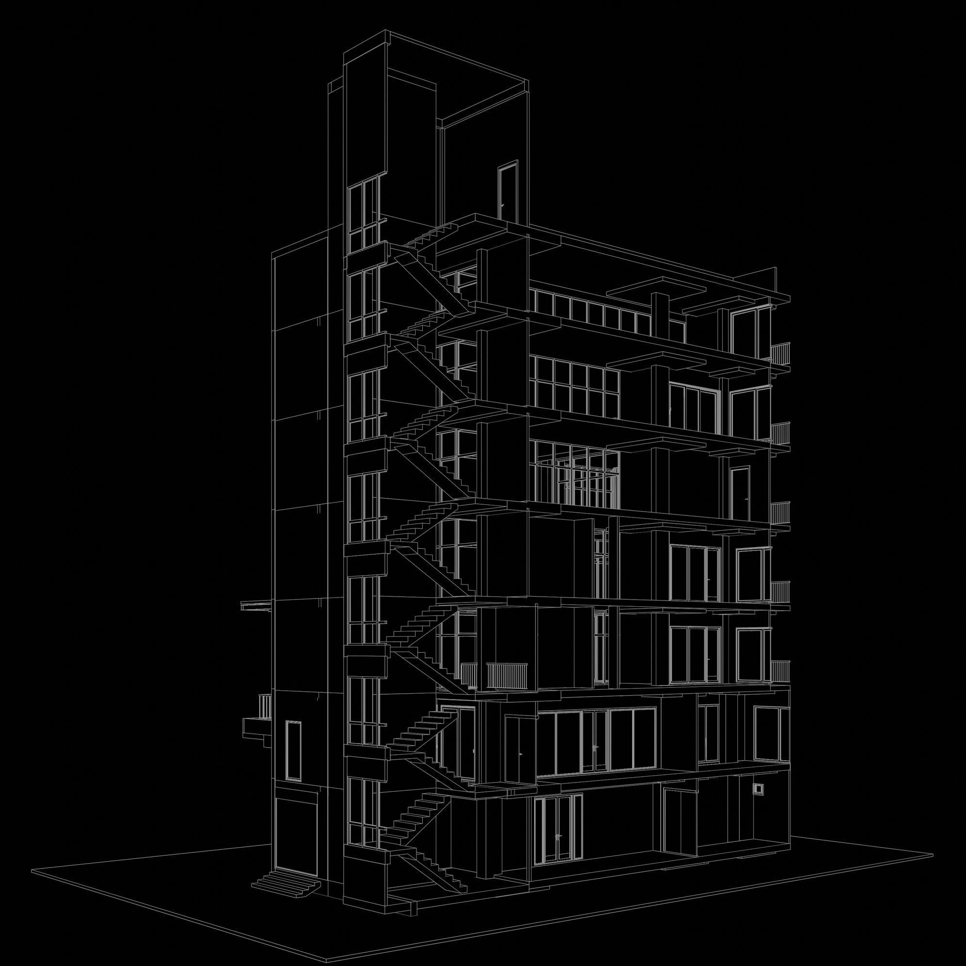 Office building in section cut 24ZZ40 3D model_7