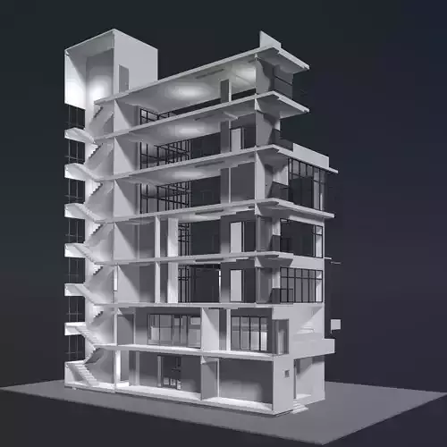 Office building in section cut 24ZZ40 3D model