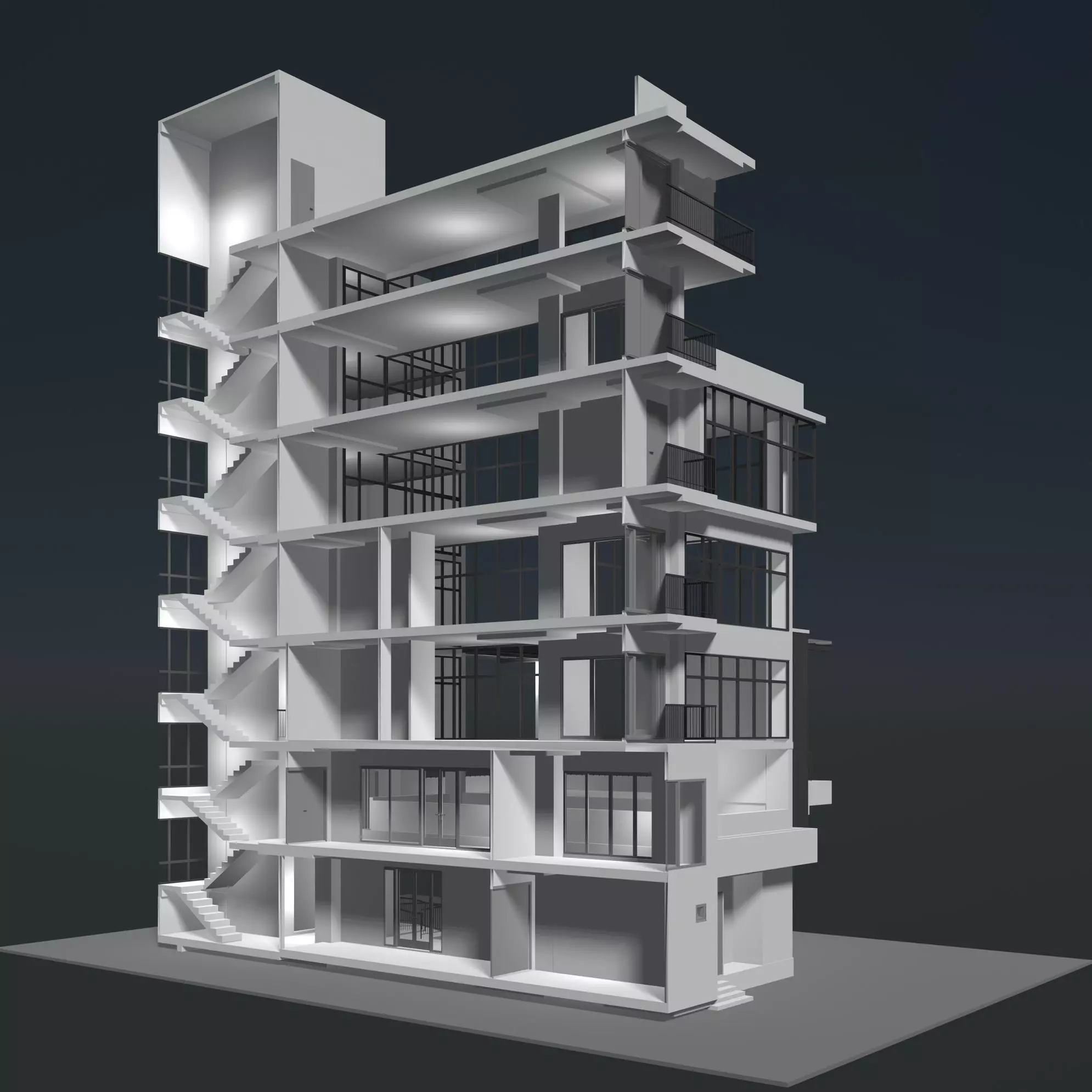Office building in section cut 24ZZ40 3D model_0