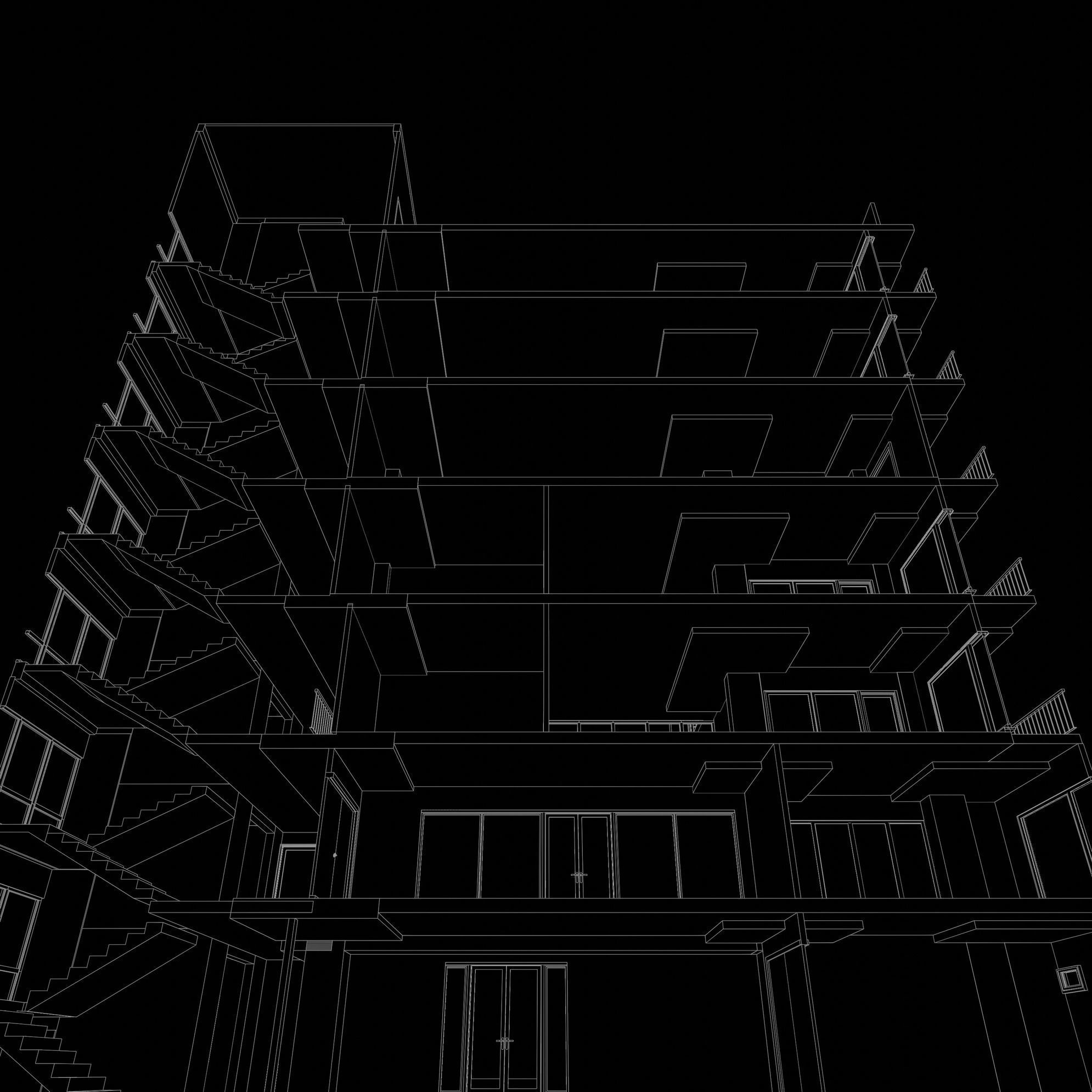 Office building in section cut 24ZZ40 3D model_9