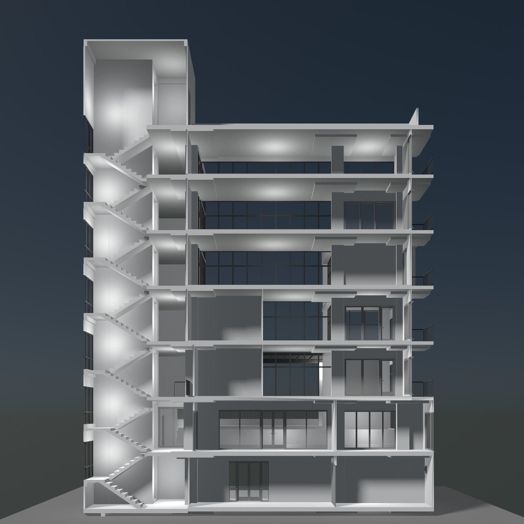 Office building in section cut 24ZZ40 3D model_1