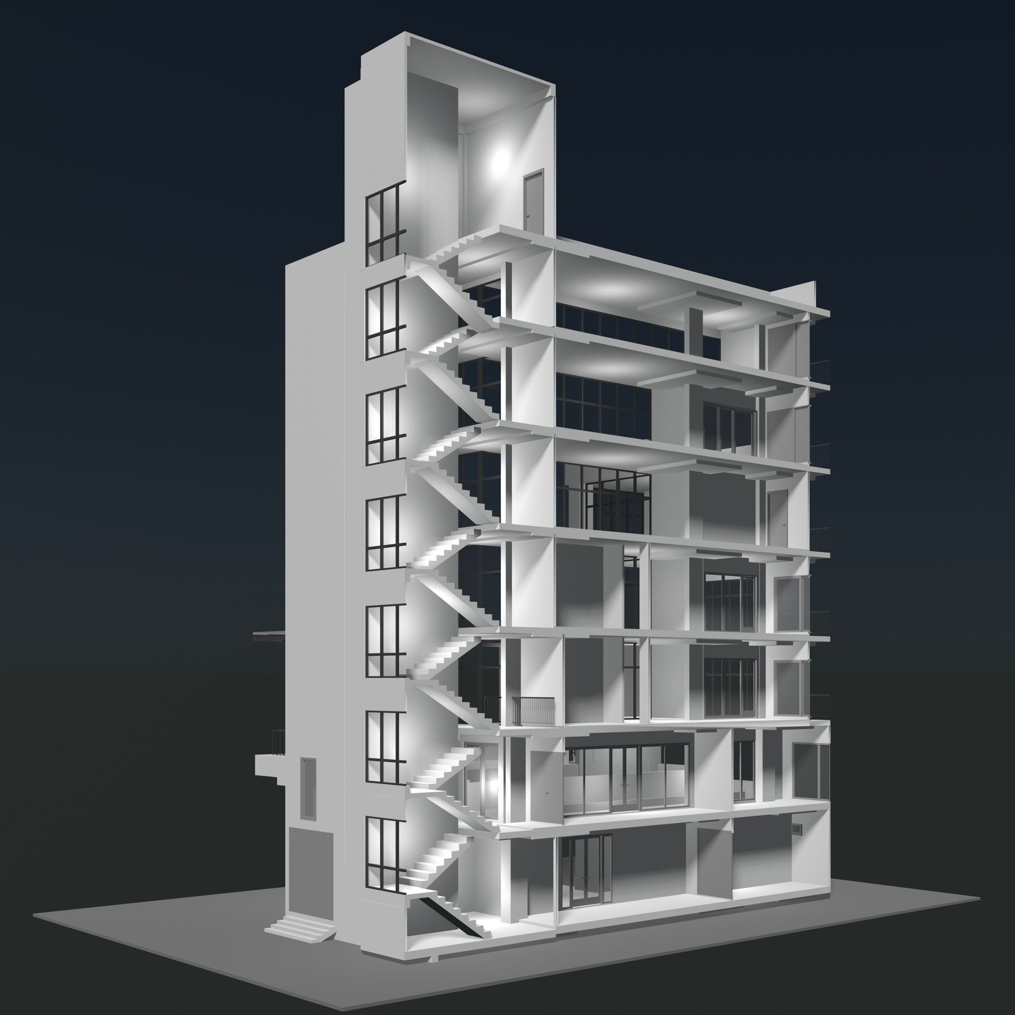 Office building in section cut 24ZZ40 3D model_2