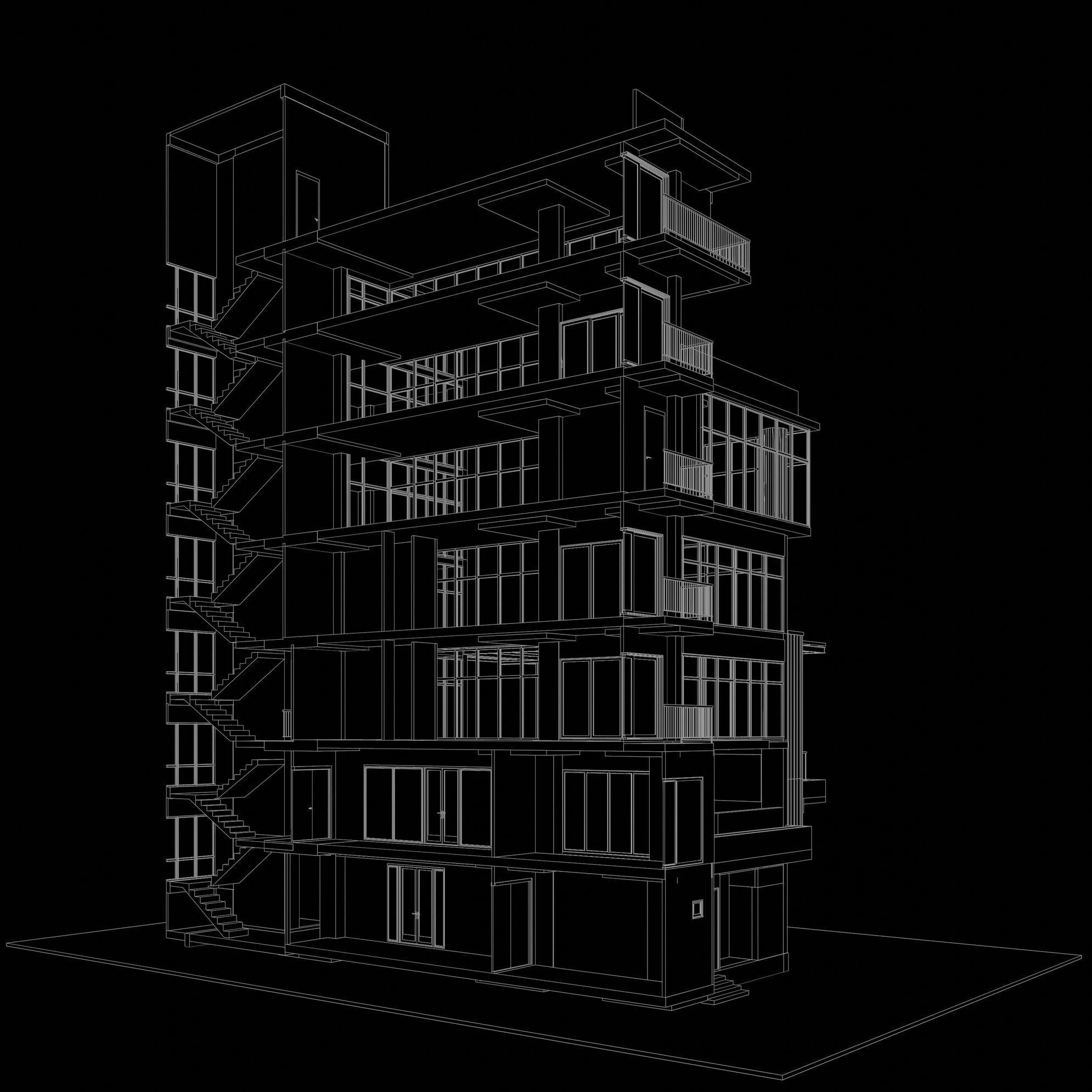 Office building in section cut 24ZZ40 3D model_6