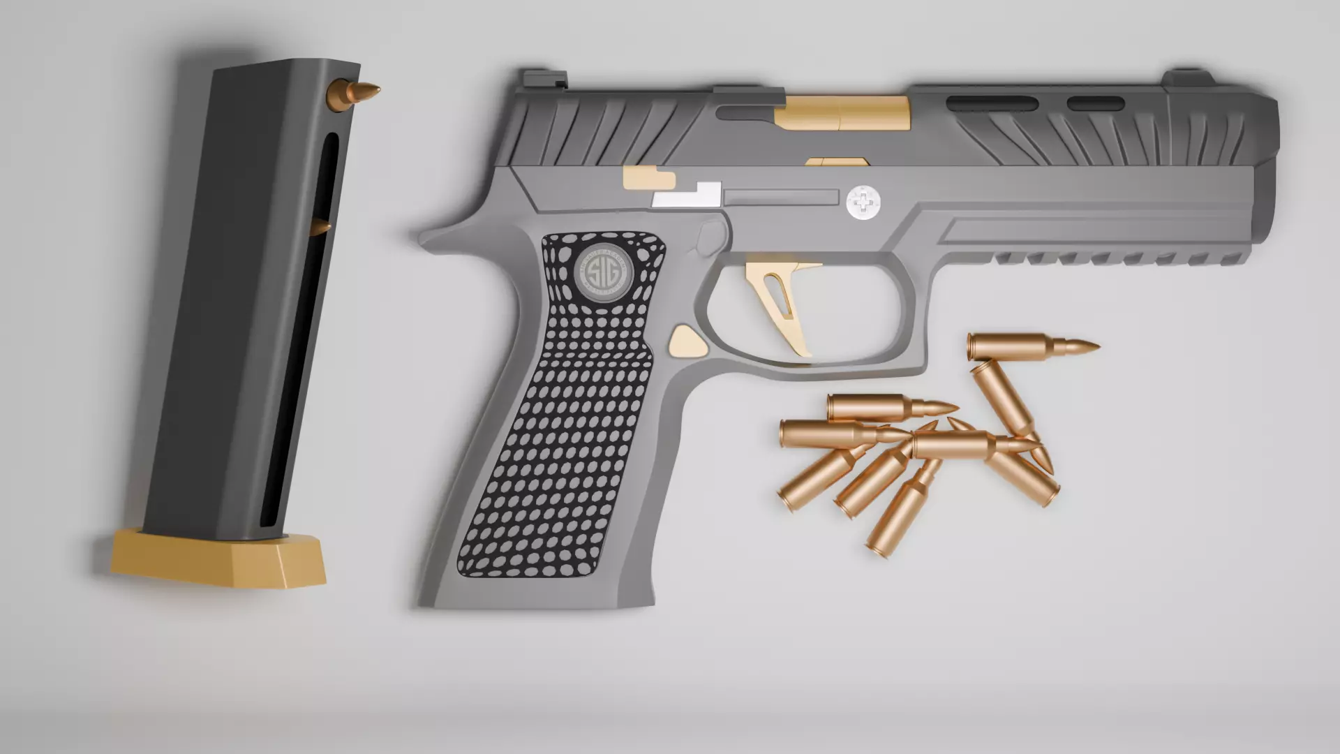 SIG SHORT  GUN Low-poly 3D model_0