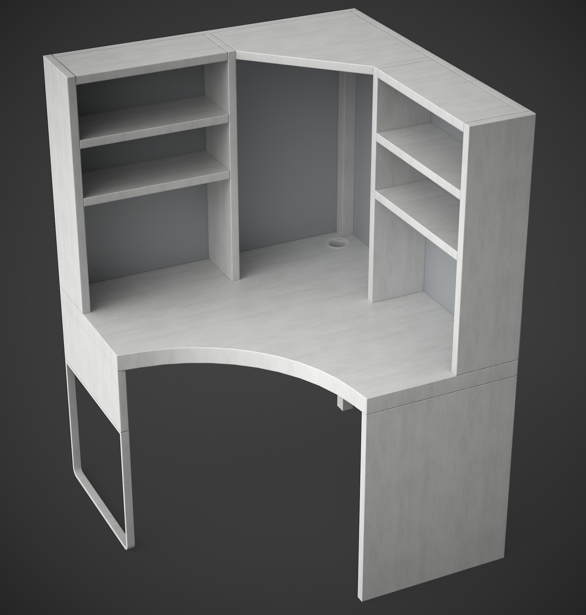 MICKE- corner workstation Low-poly 3D model_2