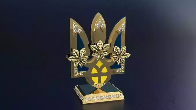 Ukrainian Coat of Arms 3D Model Tryzub Emblem