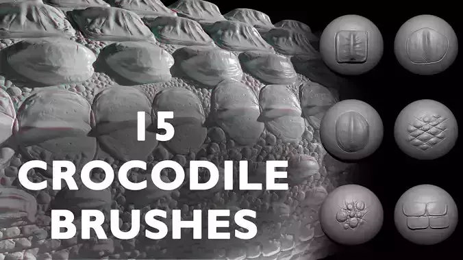 Zbrush - 15 Crocodile Scales and Hide VDM Brushes