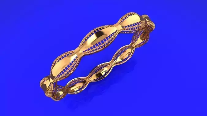 1361 Undulating Gold Bangle Bracelet 11gm