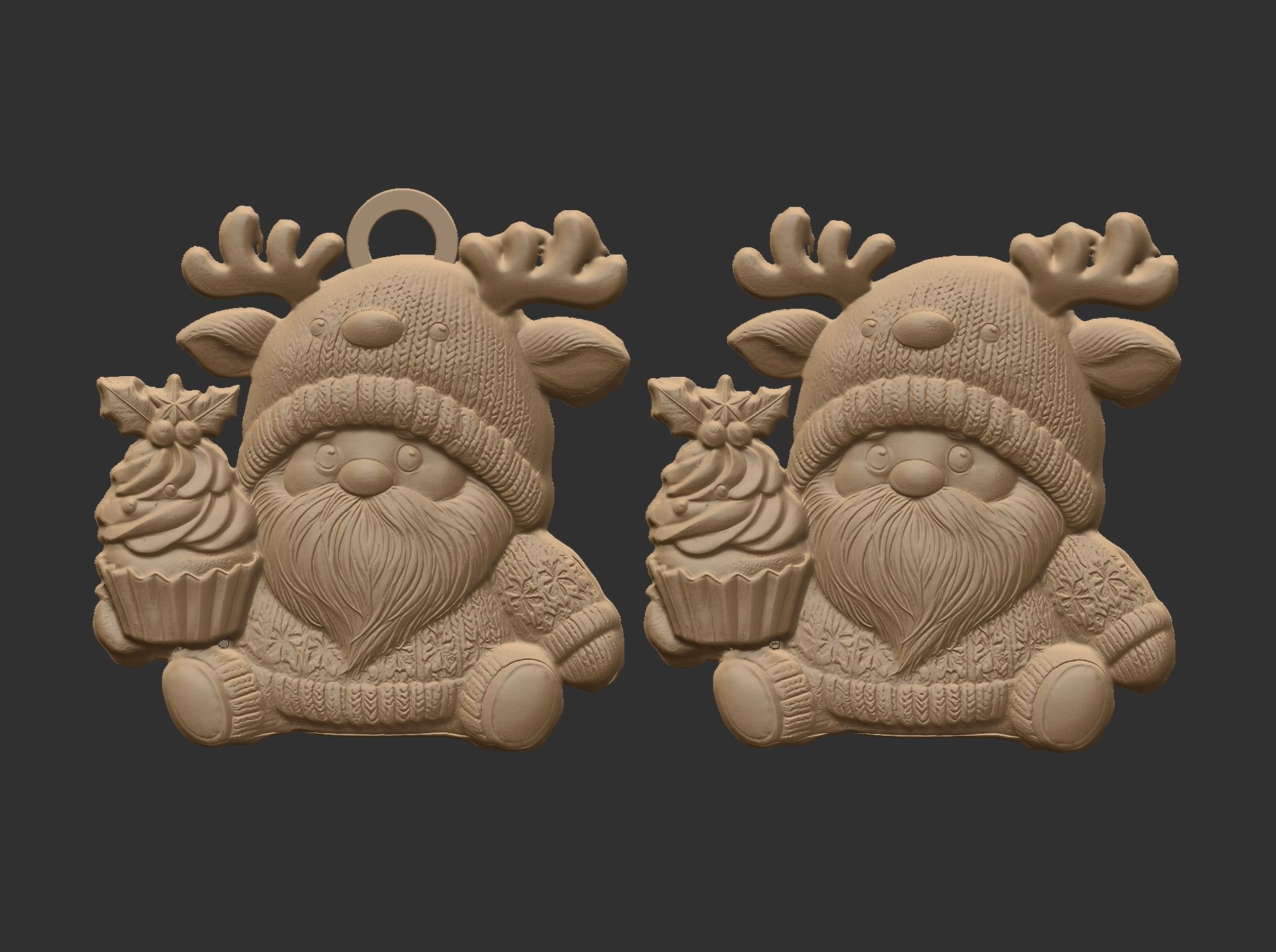 christmas gnome with deer hat 3D print model_9