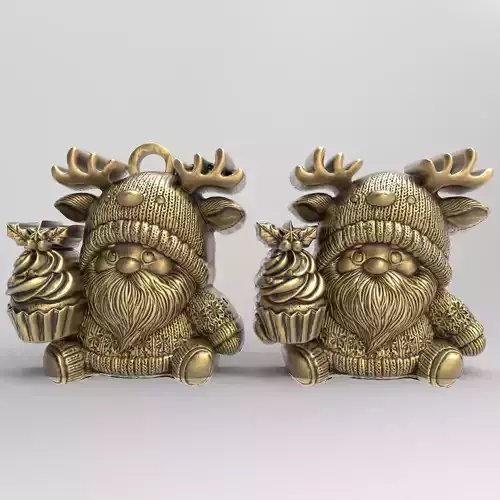christmas gnome with deer hat 3D print model