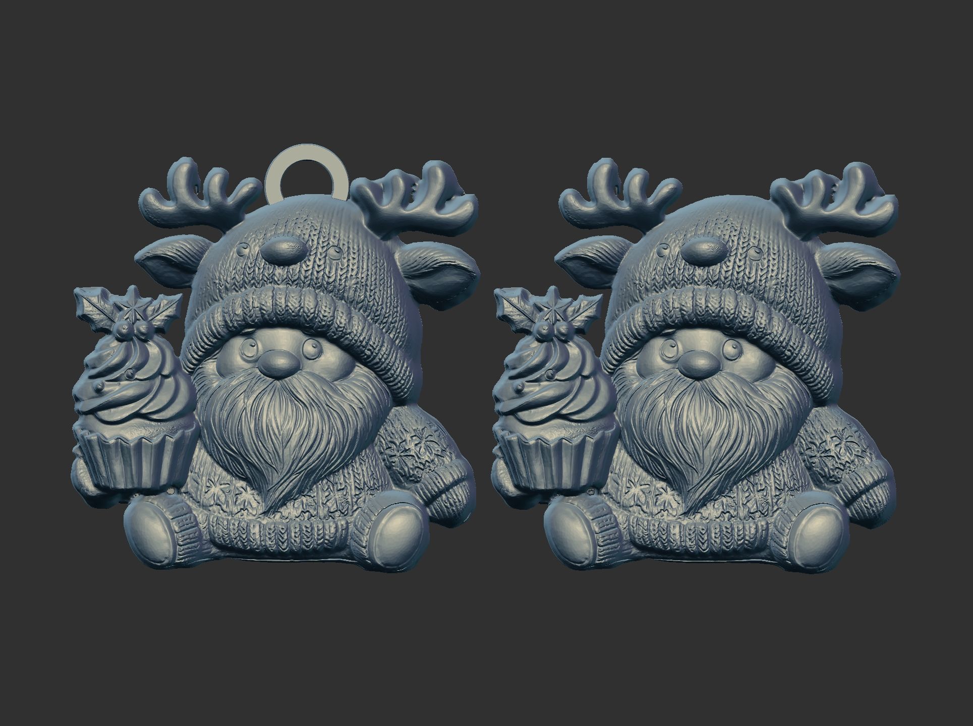 christmas gnome with deer hat 3D print model_5