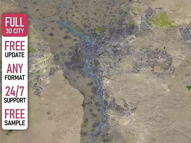 Cairo - 3D City Model Low-poly 3D model