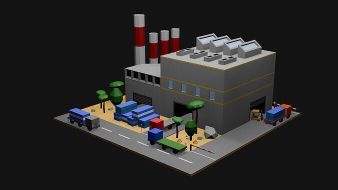 A Small Factory Free low-poly 3D model