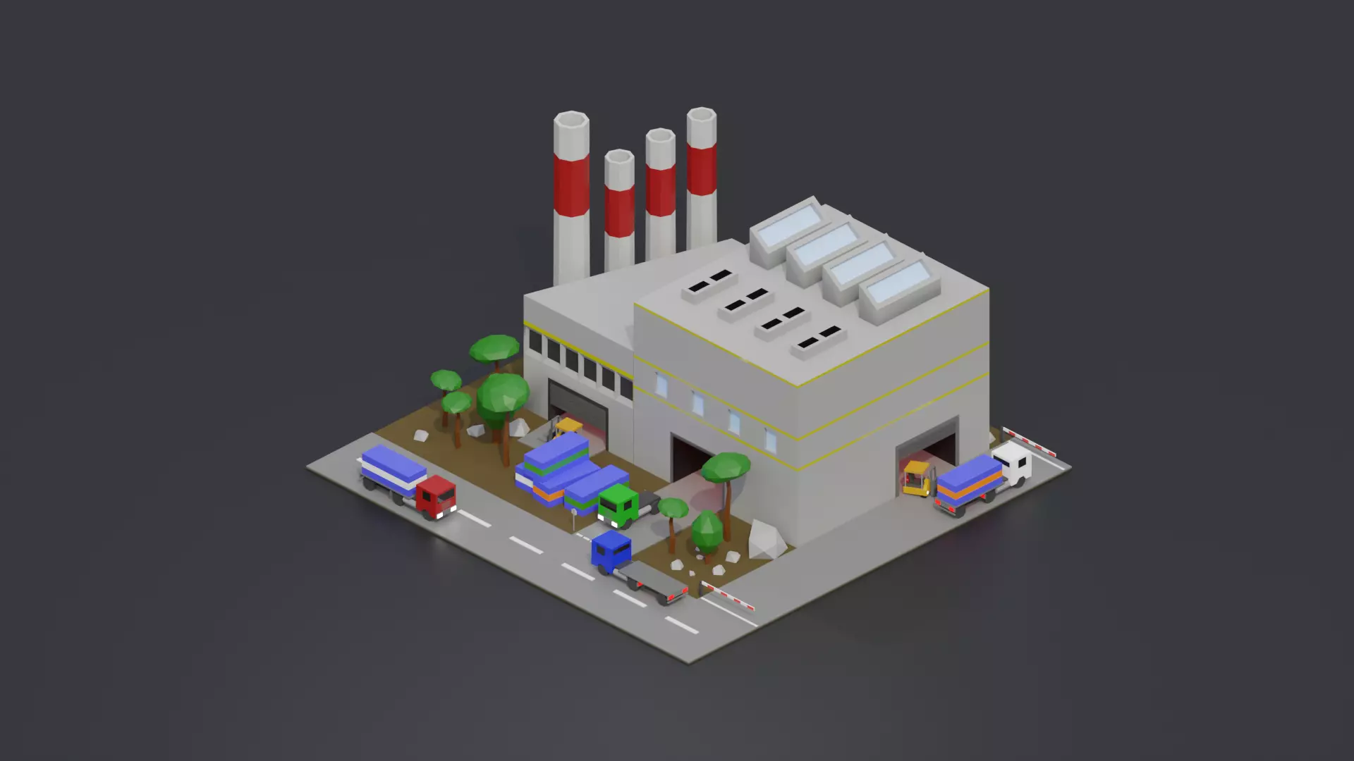 Factory Building Free low-poly 3D model