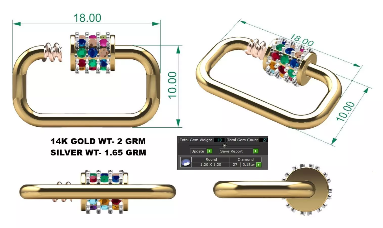 Diamond carabiner lock 3D print model_0