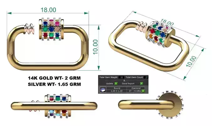 Diamond carabiner lock 3D print model