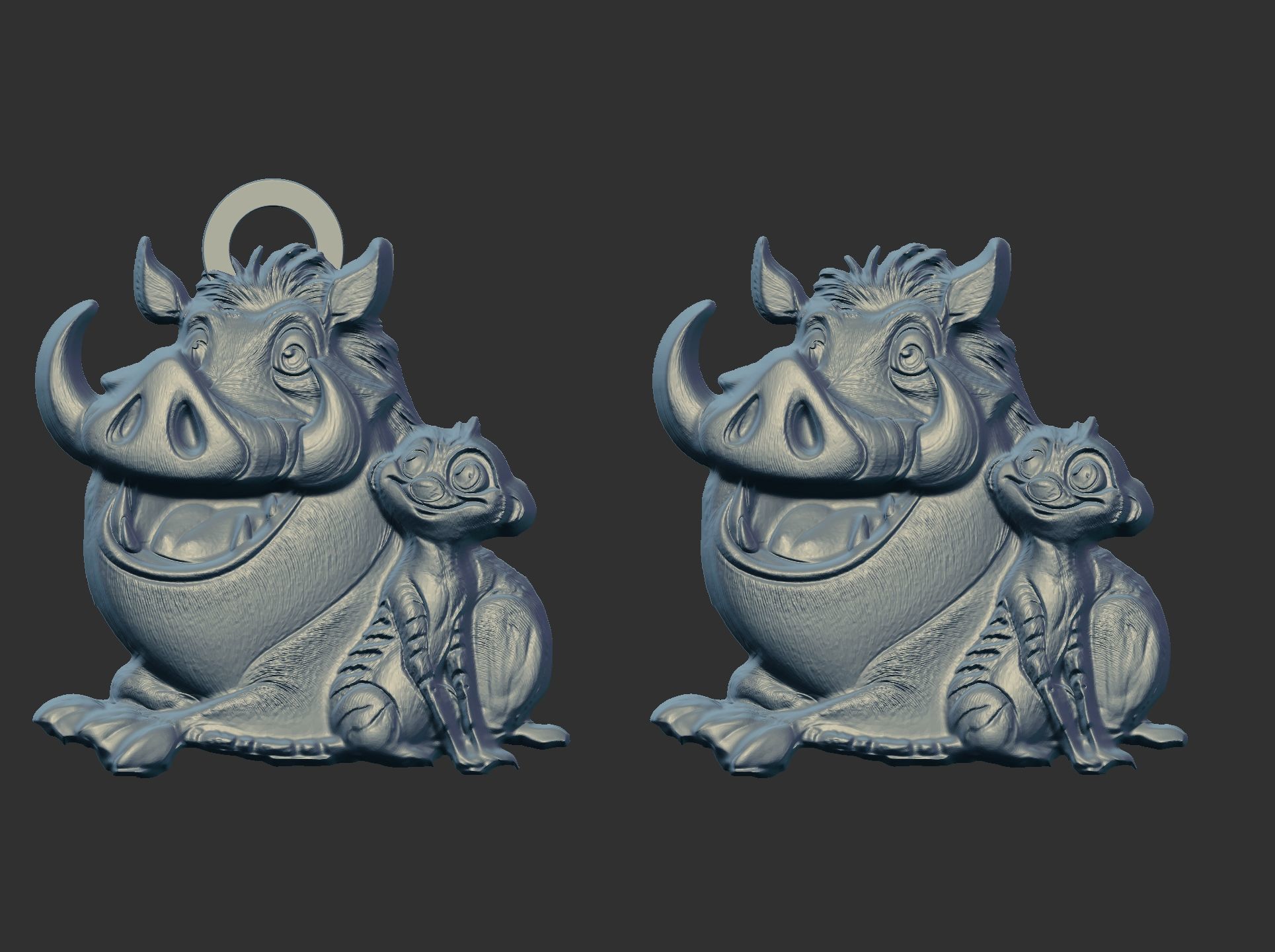timon and pumbaa pentant  3D print model_3