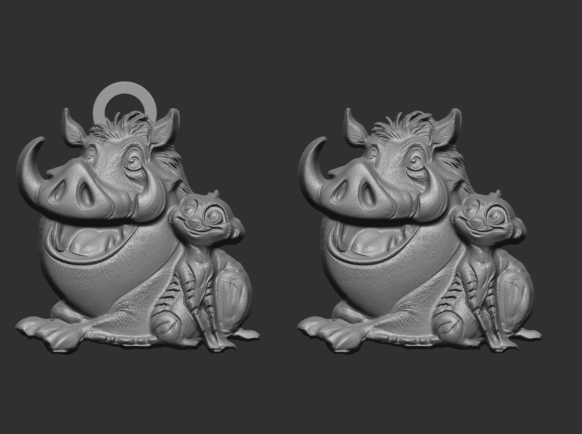 timon and pumbaa pentant  3D print model_5