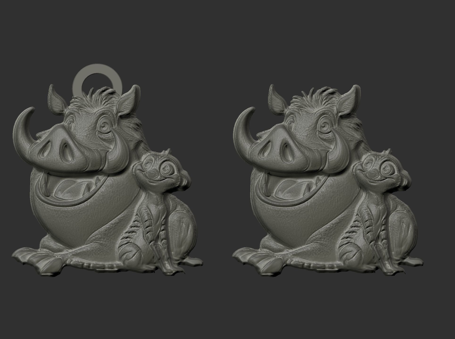 timon and pumbaa pentant  3D print model_6