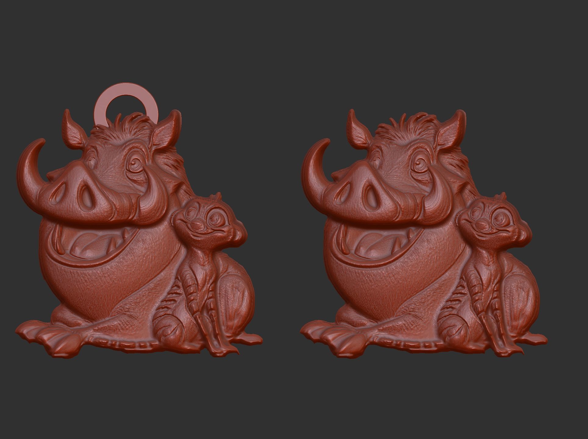 timon and pumbaa pentant  3D print model_4