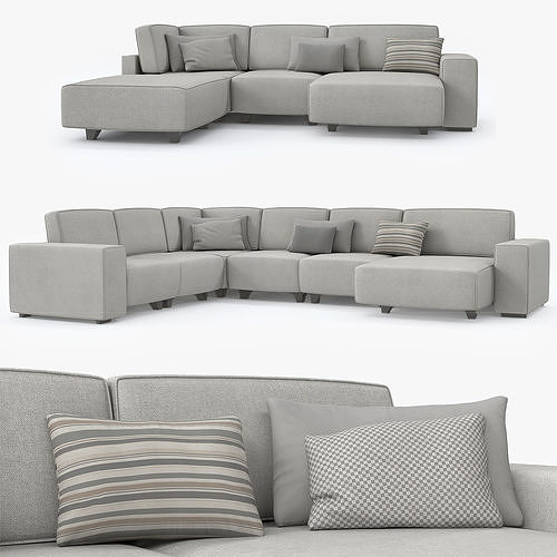 Modular Chaise Longue Sofa 3D model 4