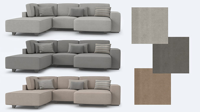Modular Chaise Longue Sofa 3D model 3
