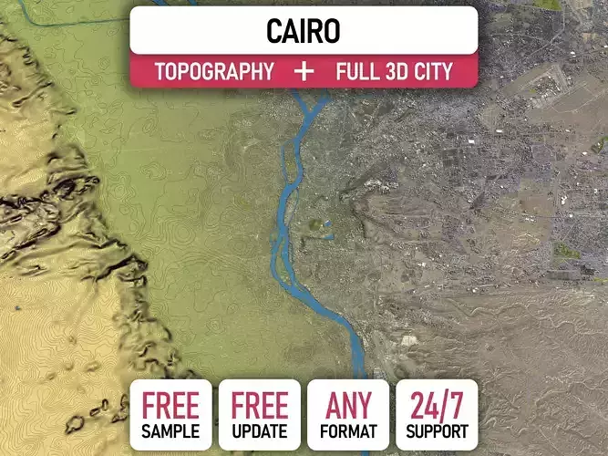 Cairo - 3D City Model Terrain 3D Model Collection