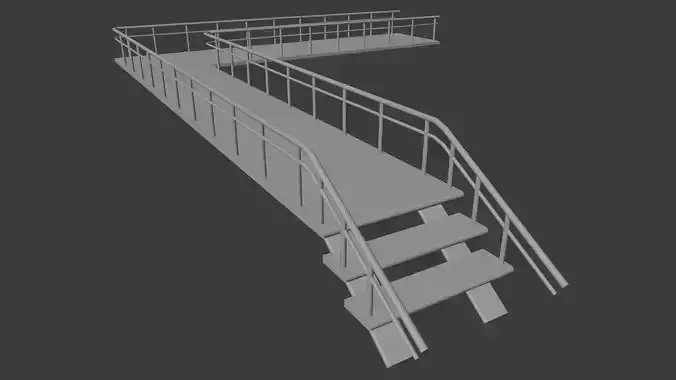 Industrial Bridge with Stairs-Rust Textured