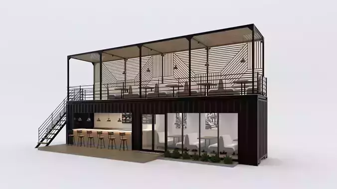 Shipping Container Cafe 2 3D model