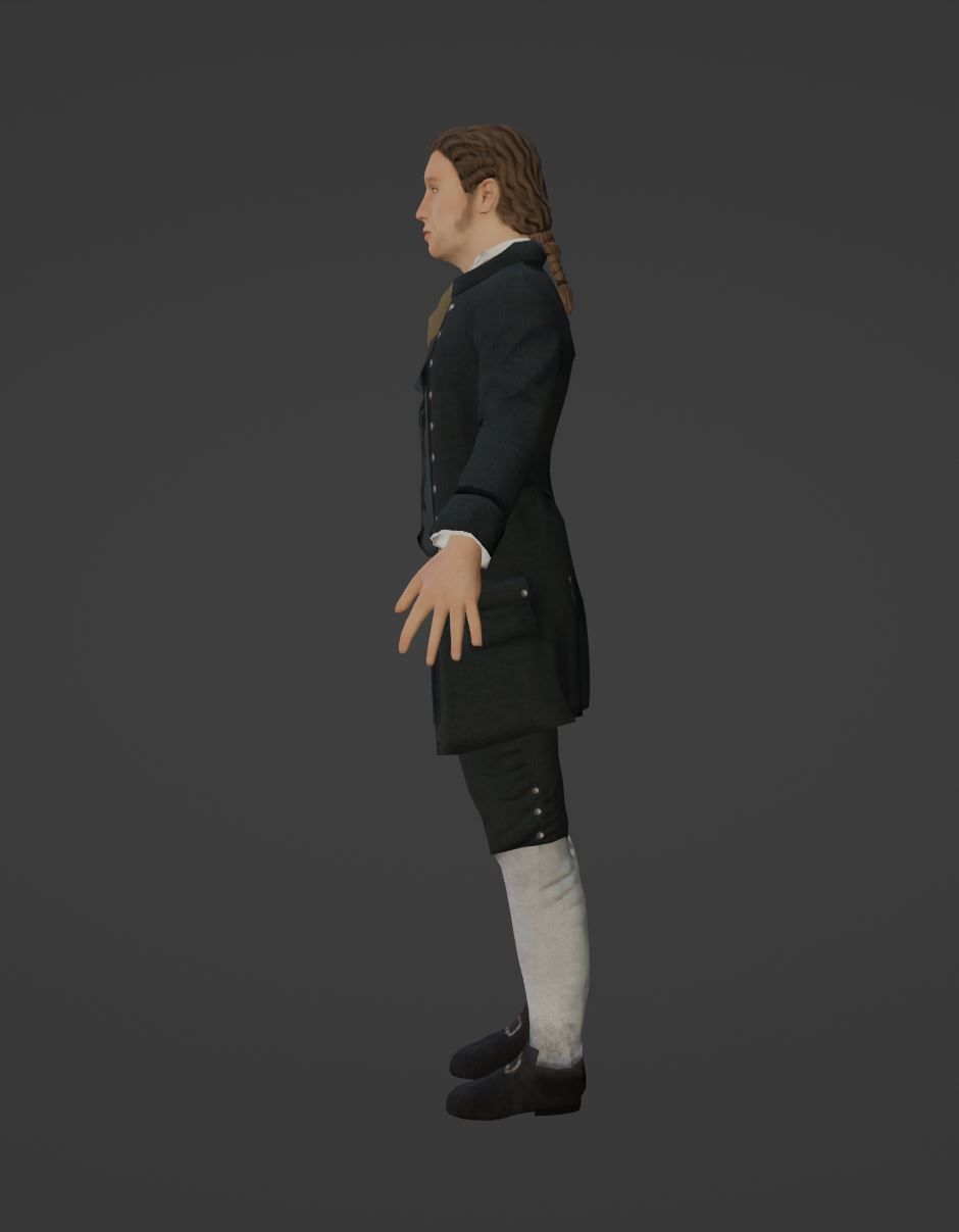 1700s Upper Middle Class Man Low-poly 3D model_5
