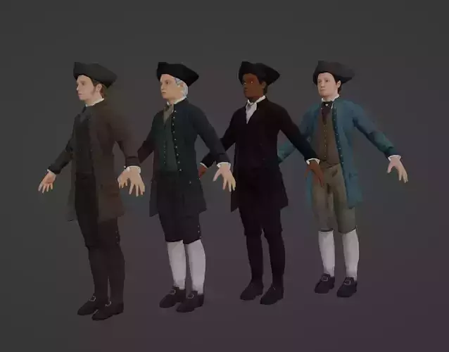 1700s Upper Middle Class Man Low-poly 3D model