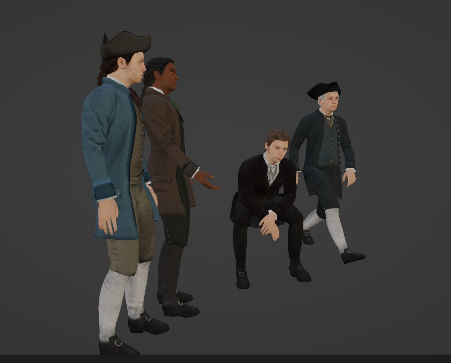 1700s Upper Middle Class Man Low-poly 3D model_1