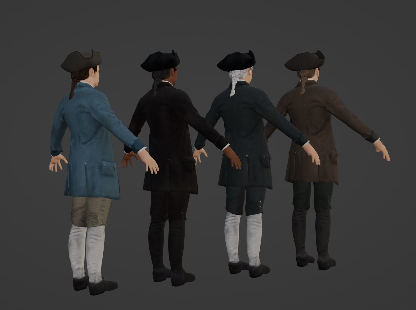 1700s Upper Middle Class Man Low-poly 3D model_3