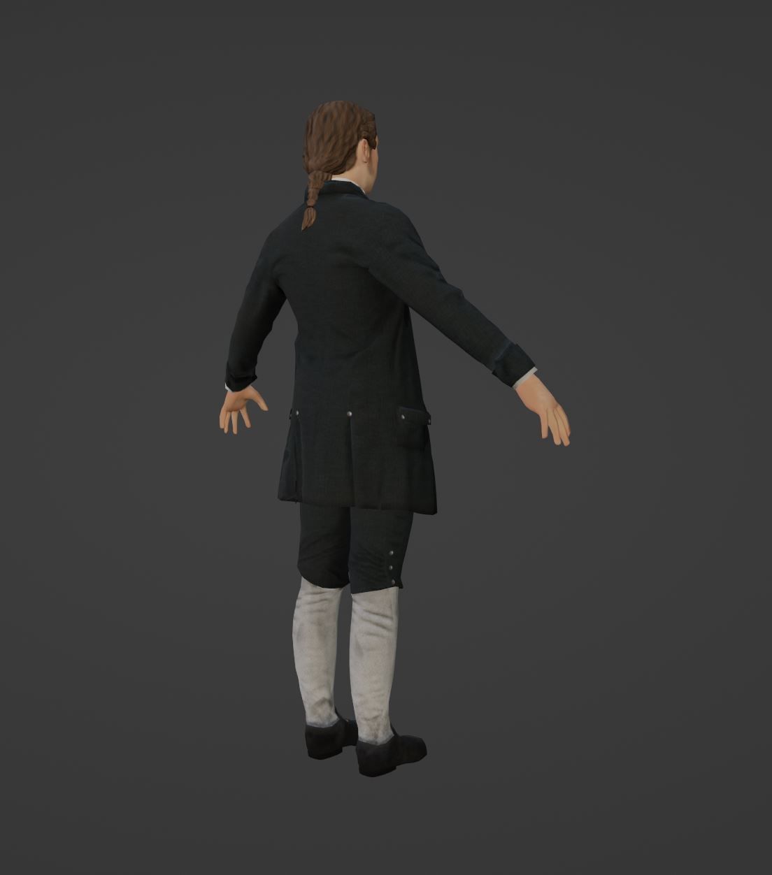 1700s Upper Middle Class Man Low-poly 3D model_6