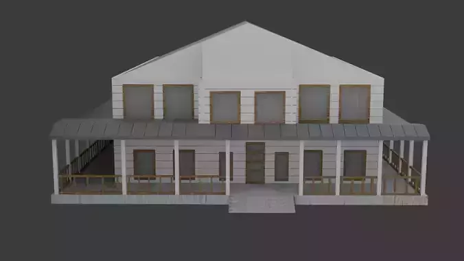 Modern Two-Story House Model with Wooden Details 3D model