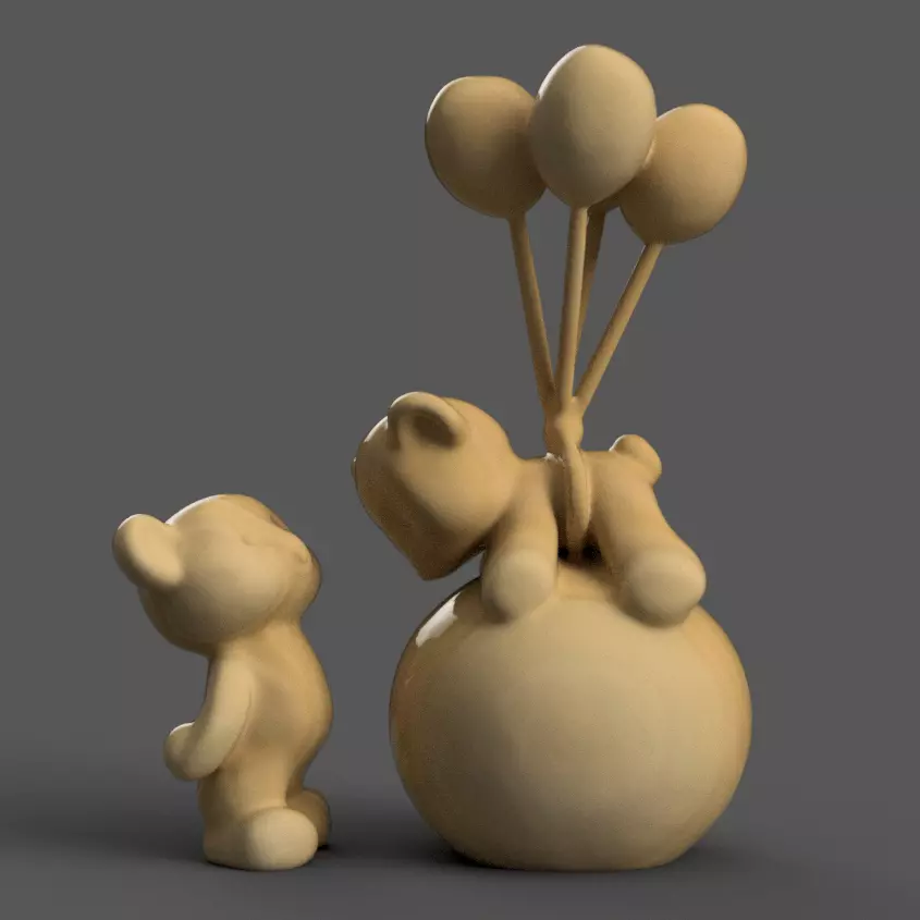 Flying Bear with Balloons 3D Design 3D print model