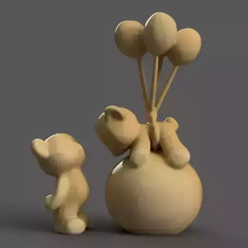 Flying Bear with Balloons 3D Design