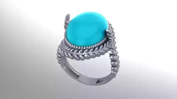 olive leaf ring 3D print model