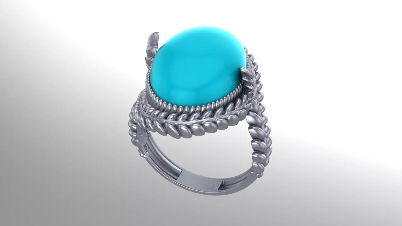 olive leaf ring 3D print model