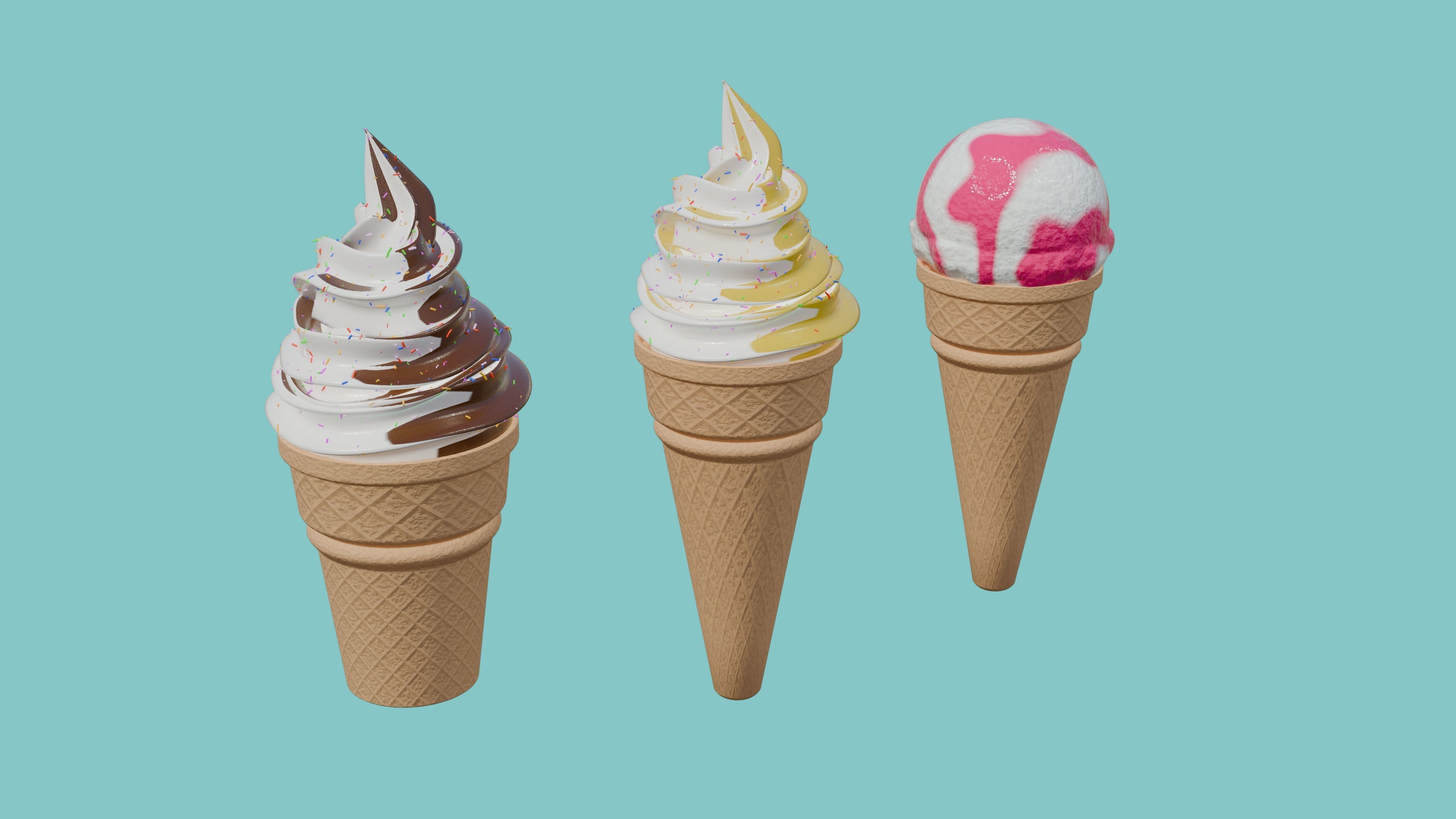 Realistic Ice cream 3D model_3