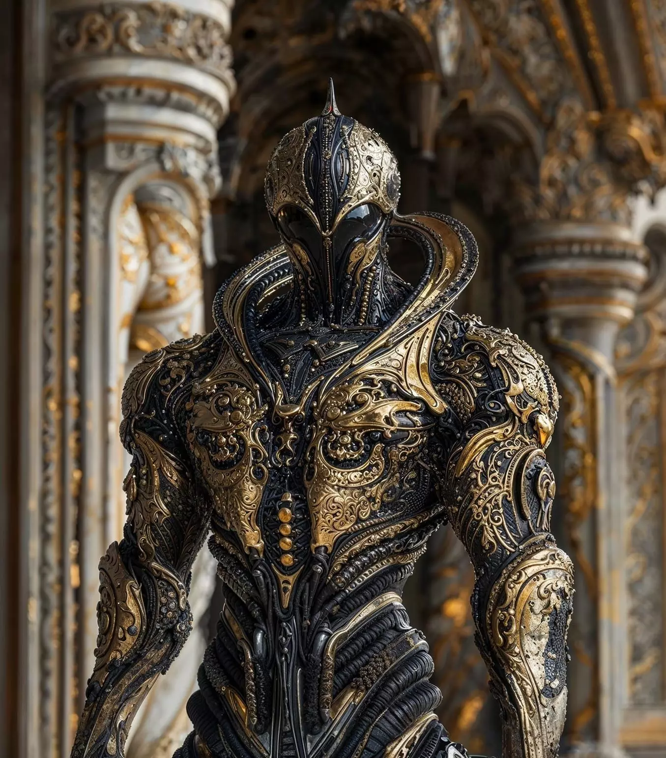 Futuristic Alien Inspired Armor Statue 3D model_0