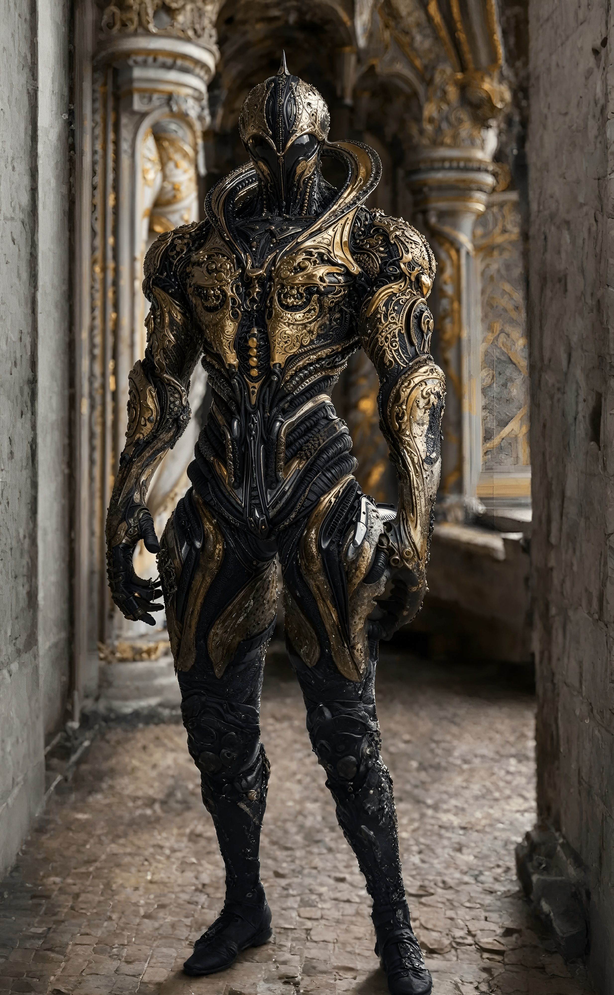 Futuristic Alien Inspired Armor Statue 3D model_6