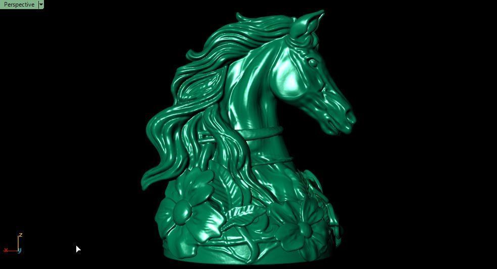 Flowery horse chess piece 3D print model_5