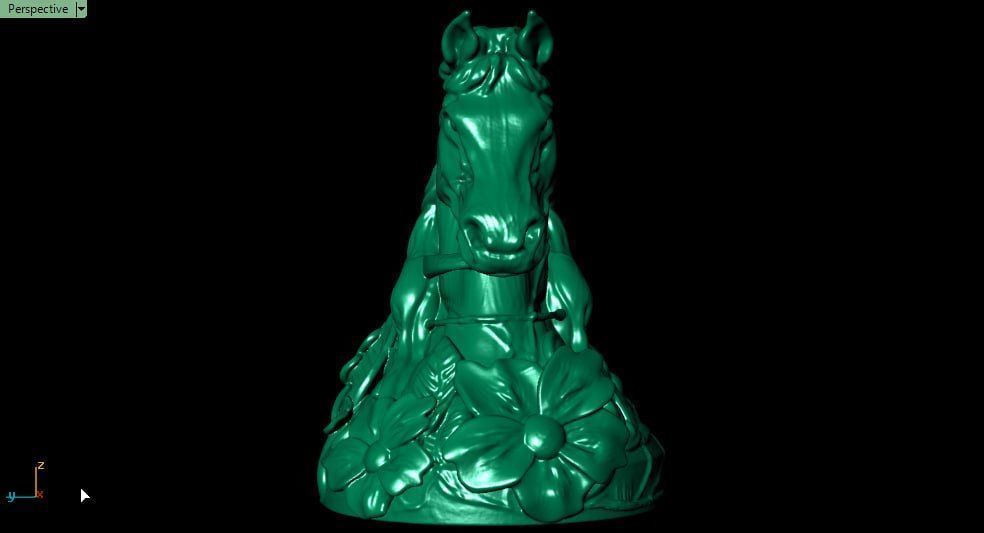 Flowery horse chess piece 3D print model_4