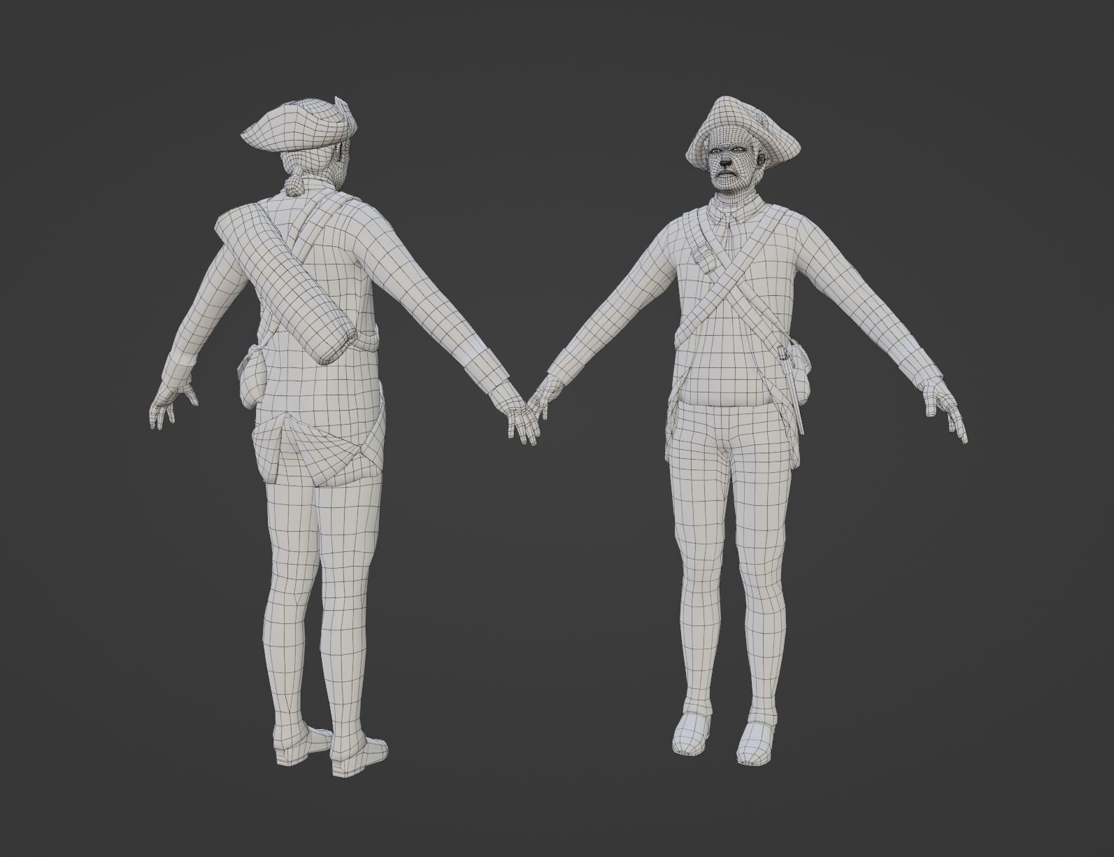 American Revolution Soldier Low-poly 3D model_11