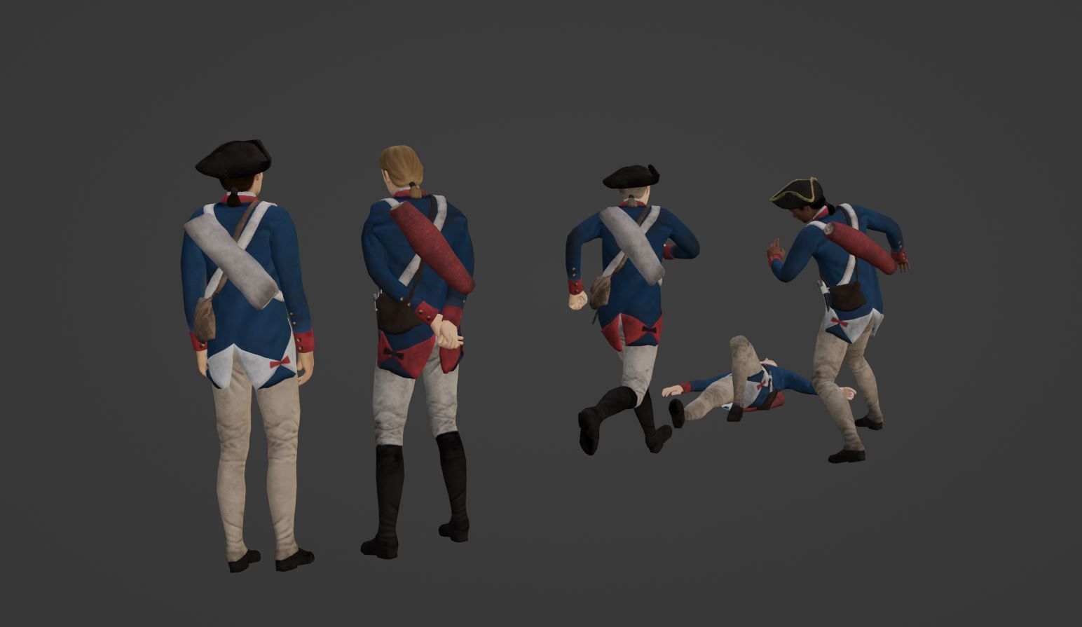American Revolution Soldier Low-poly 3D model_5