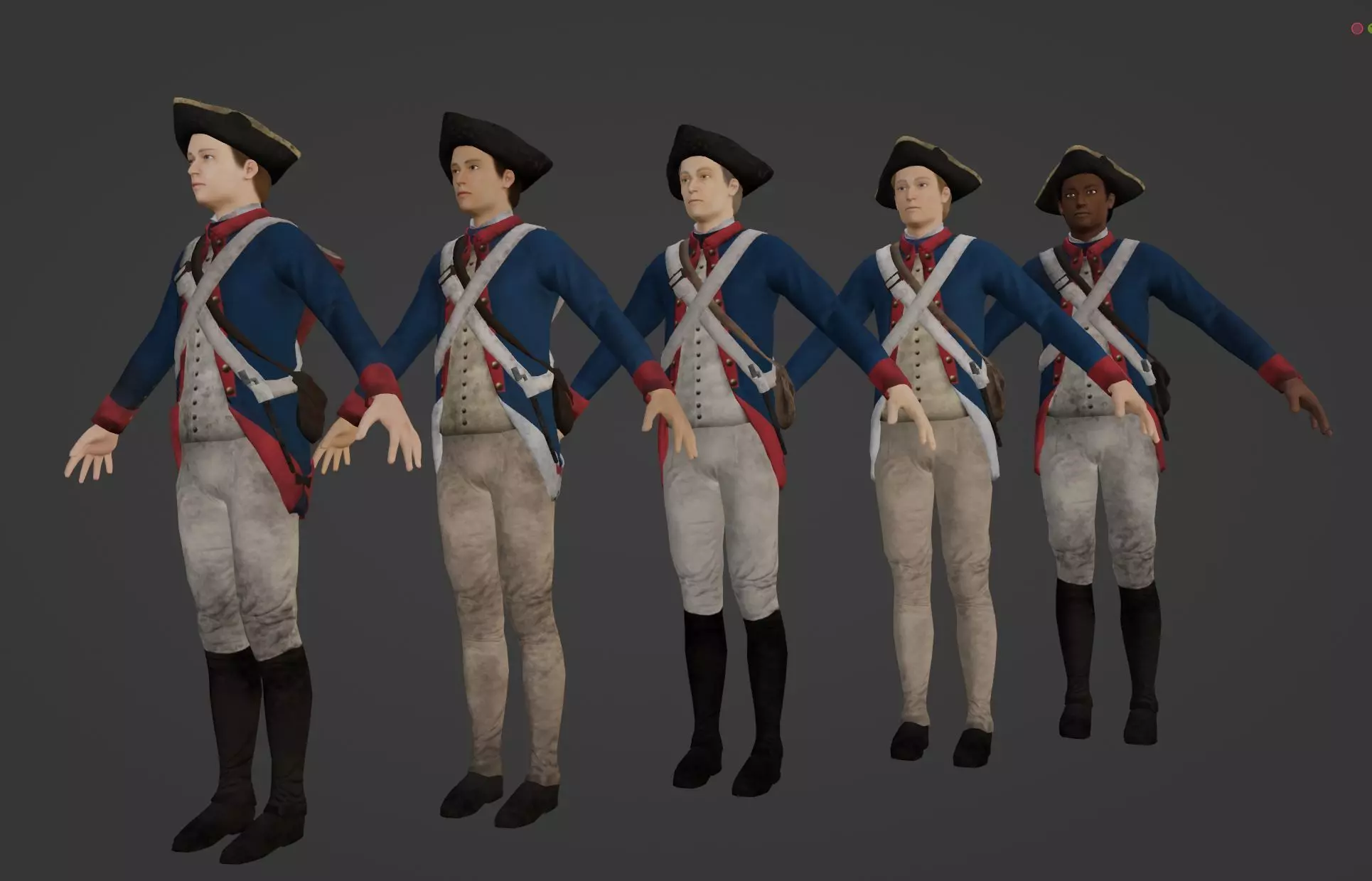 American Revolution Soldier Low-poly 3D model_0