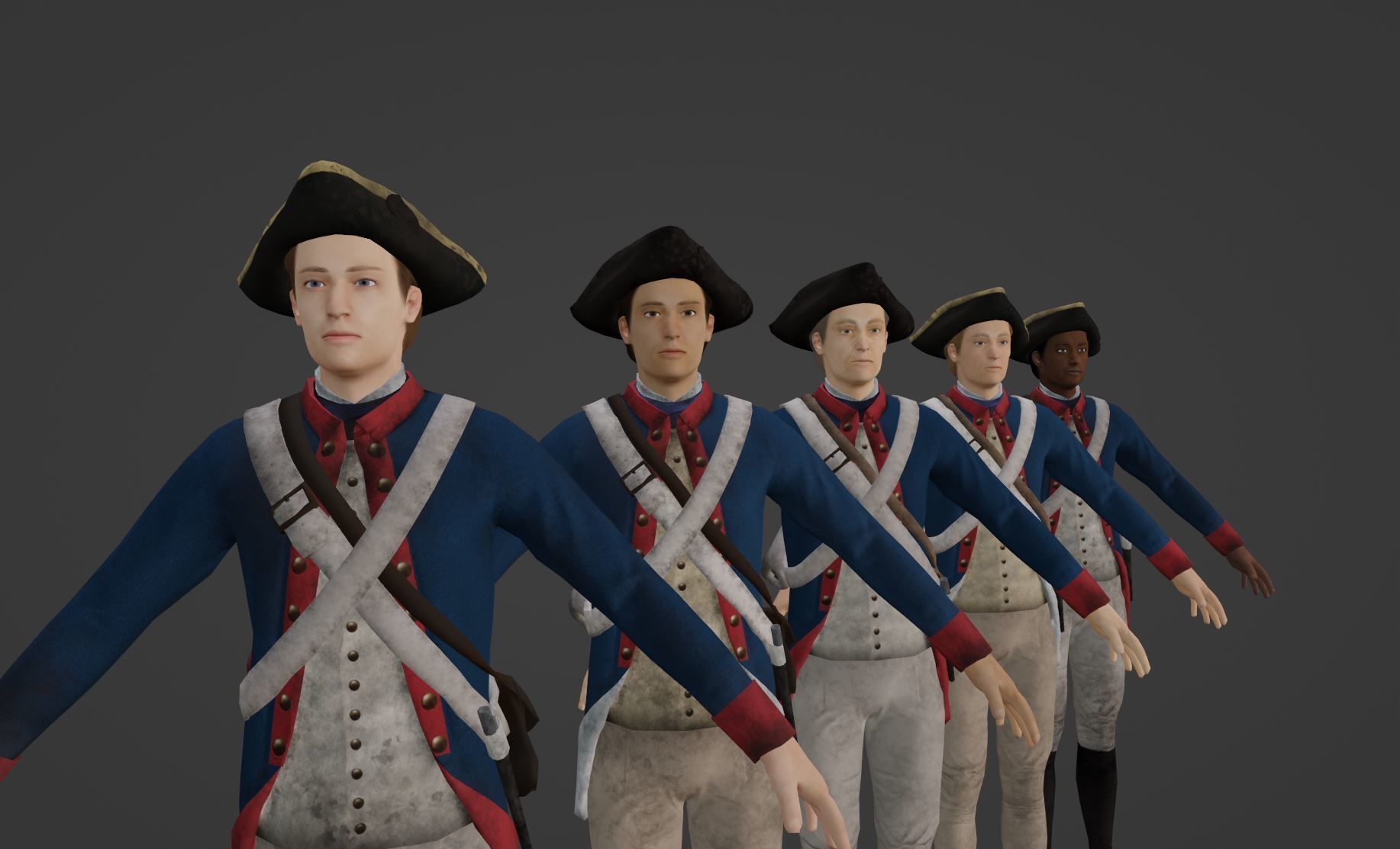 American Revolution Soldier Low-poly 3D model_6