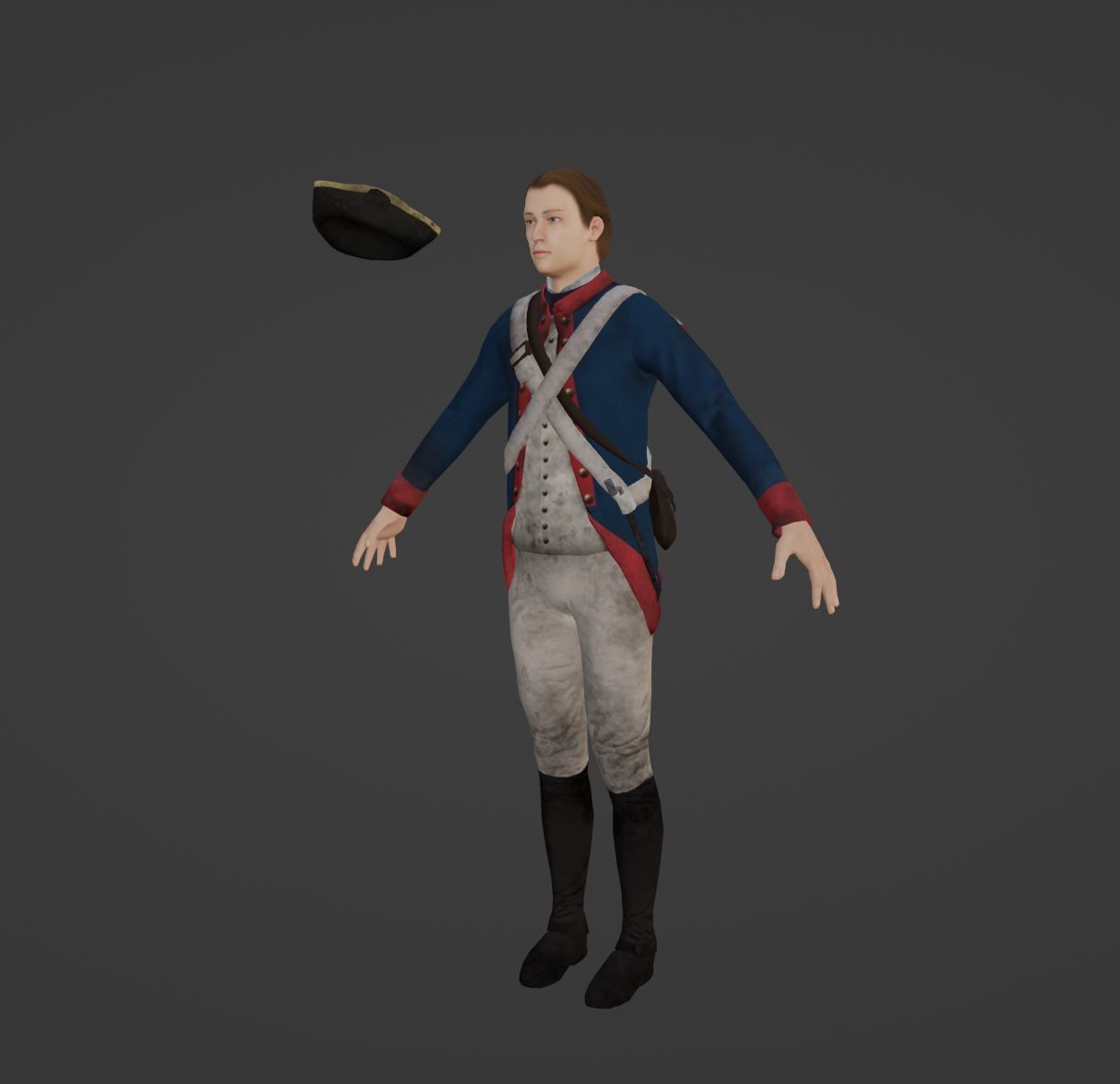 American Revolution Soldier Low-poly 3D model_8
