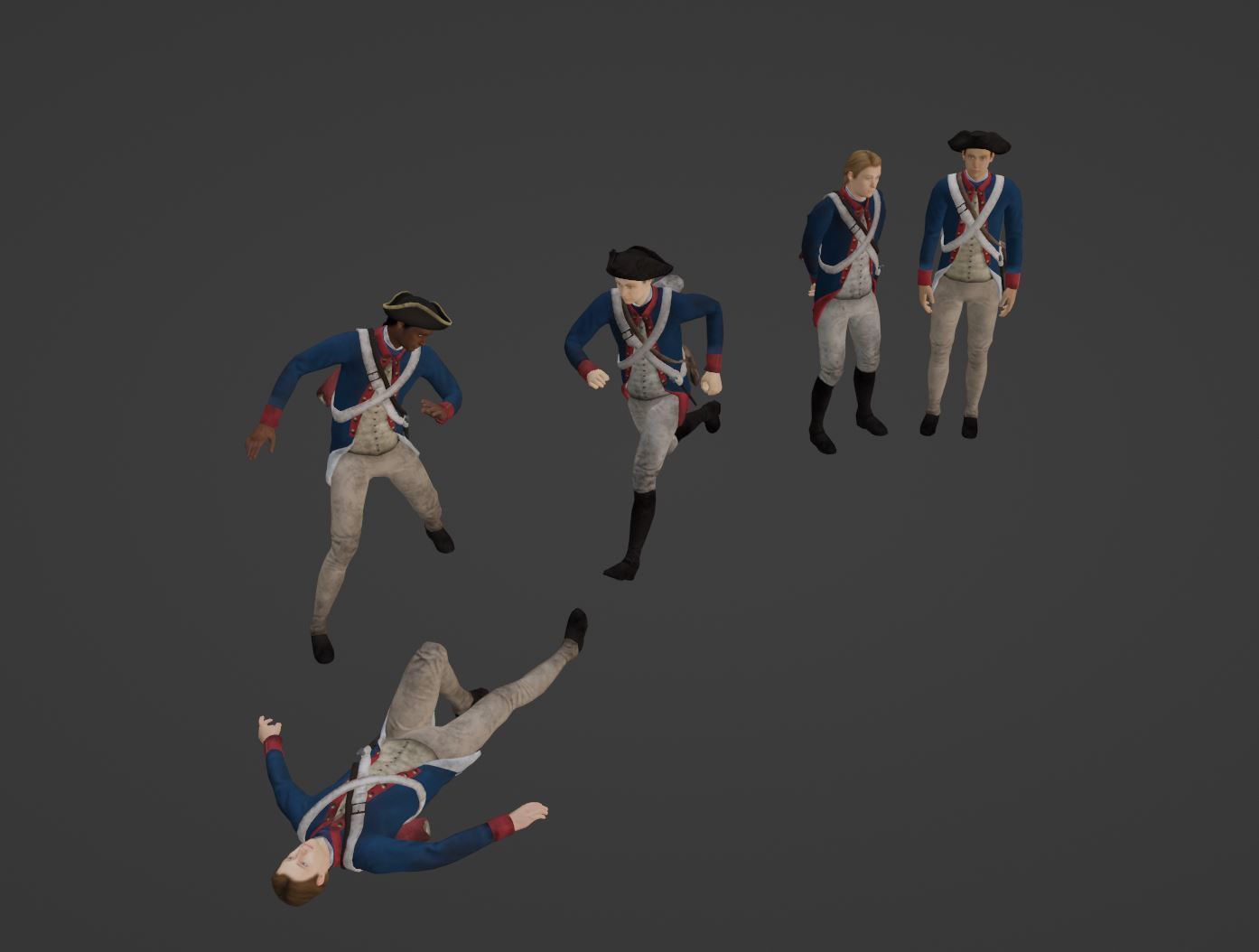 American Revolution Soldier Low-poly 3D model_4